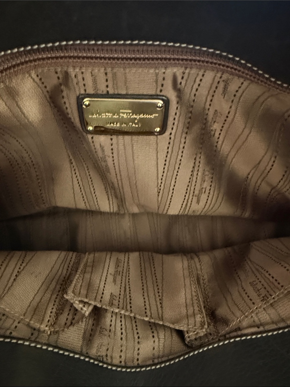 Authentic Brown Leather Tote with Gold Hardware - Picture 6 of 17